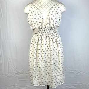 Shein Halter Dress Large with Adjustable Straps Crème colored with Roses Lined